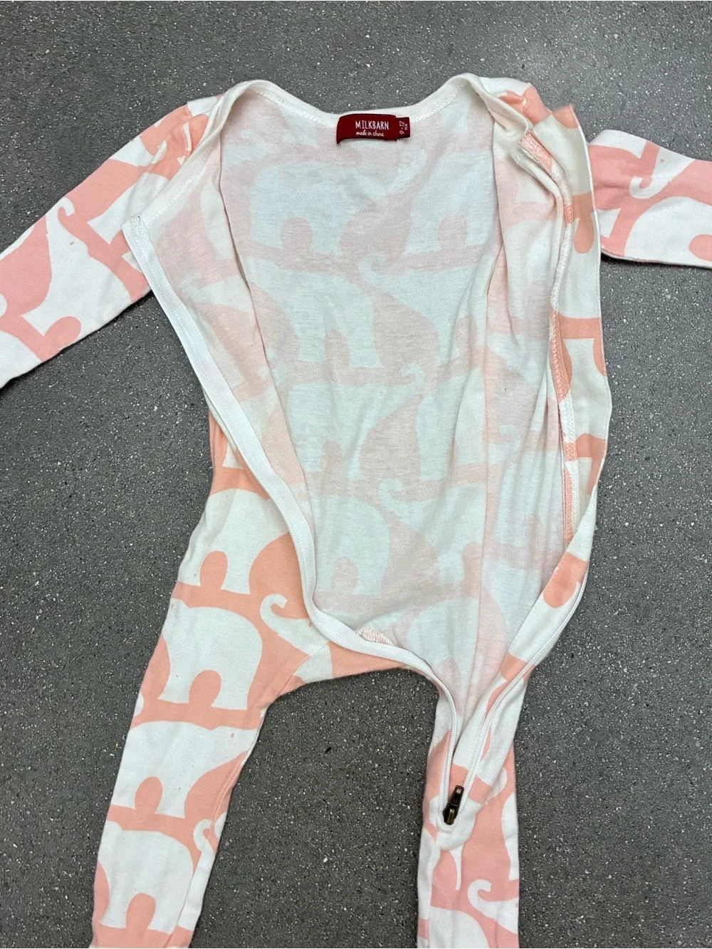 Milkbarn 9-12 months Pink Elephant Zip Footie Pajamas Organic Cotton